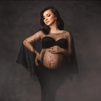 Новые сексуальные платья для беременных, прозрачное боди, платье для беременных, одежда, реквизит для фотосъемки, перспективная сетка Изображение 2