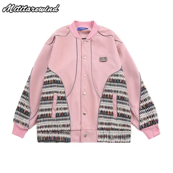 Новый Дизайн Американские Куртки Мужская Мода Сращенные Хип-Хоп Уличные Винтажные Молодежные Пары Y2k Пальто Розовый Шикарный Ретро