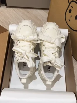 Новый дизайн Белой массивной обуви для женщин Кроссовки Легкая спортивная обувь для девочек Дышащие кроссовки для папы Бесплатная Доставка