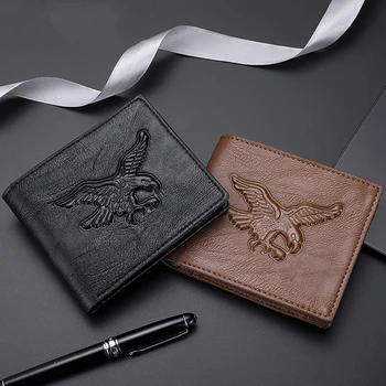 Новый мужской короткий кошелек с рельефным рисунком 3D Орла, повседневный кошелек для кредитных карт и монет, деловой повседневный кошелек из искусственной кожи