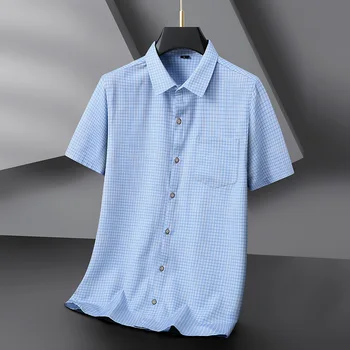 Новый стиль Плюс размер 7XL, летние мужские гавайские рубашки с коротким рукавом, Эластичные повседневные рубашки, Обычная Мужская одежда, Модные