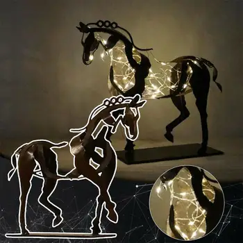Ночные светильники Скульптура лошади Адонис Изделия из металла Скульптура лошади Уникальный деревенский декор для дома/офиса Изображение 2