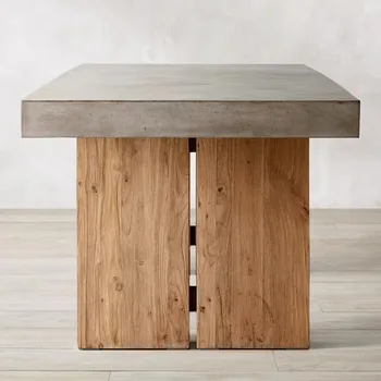 Обеденный стол из массива шифера современный простой прямоугольный светлый экстравагантный обеденный стол из ясеня Изображение 2