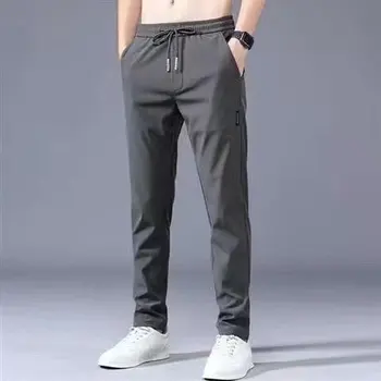 Однотонные брюки, мужские повседневные брюки, брюки-карандаш с эластичной талией, Дышащие брюки, Джоггеры, Мужские брюки-карго, уличная одежда Изображение 2