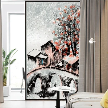 Оконная пленка, наклейка на матовое стекло, теплоизоляция и солнцезащитный крем, украшение зимних пейзажей, Клейкая наклейка для дома Изображение 2
