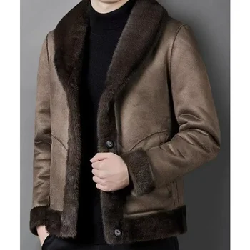 Оригинальное Экологическое Пальто 2023 Новая Меховая Шуба Высококачественная Имитация Пальто Мужская Имитационная Куртка Мужская Высокого класса
