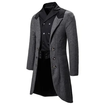 Осенне-Зимнее Новое Мужское пальто в Европейском и Американском стиле, Ветровка средней длины