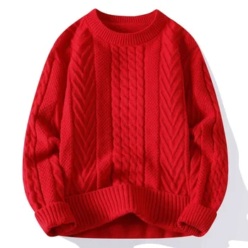 Осенне-зимний мужской свитер 2023 года с круглым вырезом, повседневный свитер для подростков Изображение 2