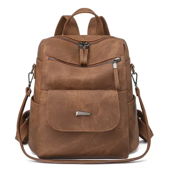 повседневный школьный рюкзак женский кожаный рюкзак большой емкости, роскошные дизайнерские сумки через плечо, модные ретро сумки через плечо 2024