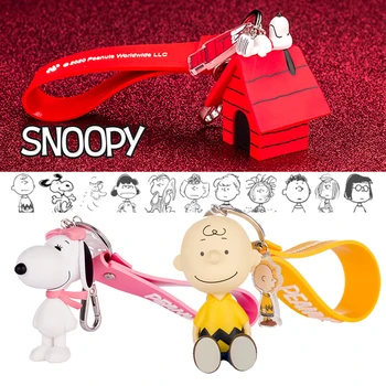 Подлинный брелок Snoopy Charlie Brown, Мультяшная милая кукла, брелок для ключей, модная пара, Креативный орнамент для сумки, Брелок для автомобиля, кулон, подарок