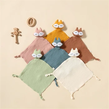 Полотенце для успокоения ребенка, успокаивающее полотенце, хлопковый прорезыватель, успокаивающее плюшевое одеяло для младенцев G99C Изображение 2