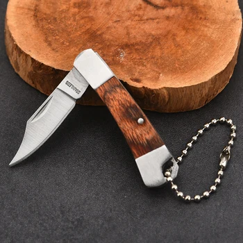 Портативный нож с деревянной ручкой из нержавеющей стали, Походные инструменты для выживания на открытом воздухе, Складной карманный нож, мини-нож Изображение 2