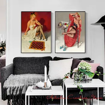 Постеры сексуальных женщин в американском ретро 90-х, обнаженная пляжная девушка, Художественная печать на холсте, настенные панно для гостиной в скандинавском стиле, домашний декор в спальне. Изображение 2