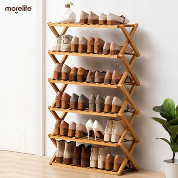 Простая сборка стойки для обуви, Пылезащитный Небольшой обувной шкаф для гостиной, складной Многослойный стеллаж для обуви, мебель для хранения Изображение 2