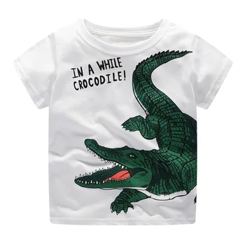 Прыжковые метры 2-7 лет, летние футболки с крокодилом для мальчиков, Модные Хлопковые топы для мальчиков и девочек, хит продаж, одежда для малышей, рубашки