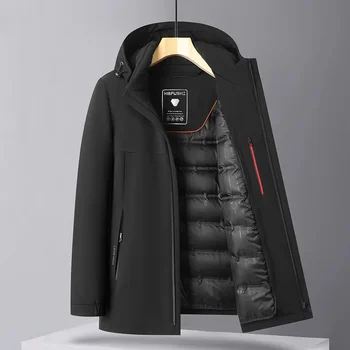 Пуховик мужской 2023, Зимняя новая мужская повседневная куртка среднего возраста со съемной внутренней подкладкой