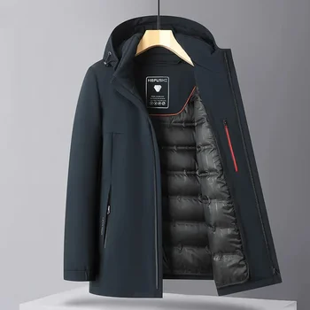 Пуховик мужской 2023, Зимняя новая мужская повседневная куртка среднего возраста со съемной внутренней подкладкой Изображение 2