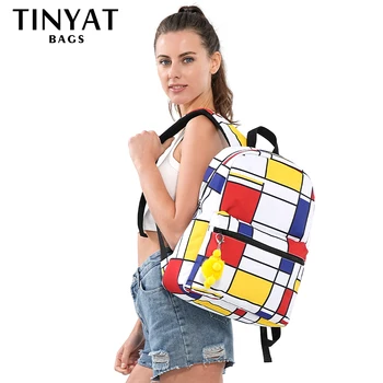 Разноцветные квадратные женские рюкзаки Tinyat, школьный рюкзак для девочек-подростков, студенческий рюкзак с несколькими карманами для путешествий