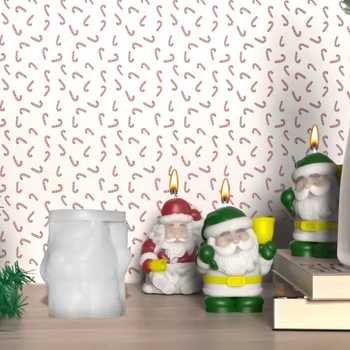 Рождественский Санта Силиконовая форма Праздничные украшения Гипсовая форма из смолы Ароматическая форма для свечей DIY Craft Изображение 2