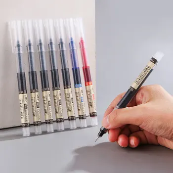 Роликовая ручка CHEN LIN 0,5 мм с полной иглой, черные / красные / синие цветные чернила, прямая жидкая гелевая ручка-роллер, быстросохнущие канцелярские принадлежности для студентов