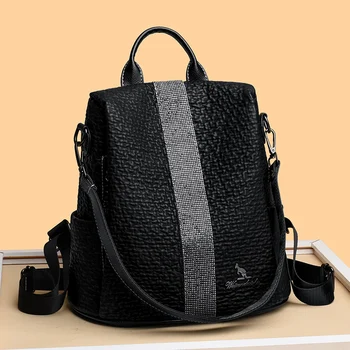 Рюкзак большой емкости, высококачественный женский рюкзак из мягкой кожи, дорожные рюкзаки, школьные сумки на плечо для девочек, Mochila Back Pack Изображение 2
