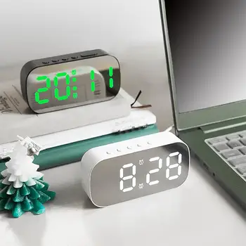 Светодиодный цифровой будильник с 5 уровнями регулируемой яркости Зеркальные Настольные часы Домашний декор Подарки для студентов и детей