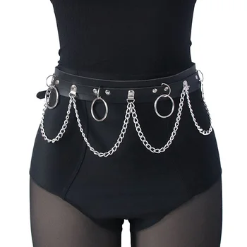 Сексуальный женский пояс в стиле готический хип-хоп с цепочкой в стиле харадзюку в стиле панк, регулируемая талия, платье для диско-танцев, джинсы, поясная цепочка