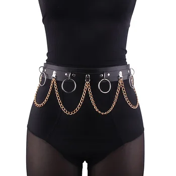 Сексуальный женский пояс в стиле готический хип-хоп с цепочкой в стиле харадзюку в стиле панк, регулируемая талия, платье для диско-танцев, джинсы, поясная цепочка Изображение 2