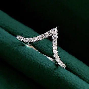 Серебряное кольцо для толпы S925, Хвостовое кольцо, V-образное защитное кольцо, Бриллиантовое кольцо, Женское кольцо, Обручальное кольцо, Складное Оптом