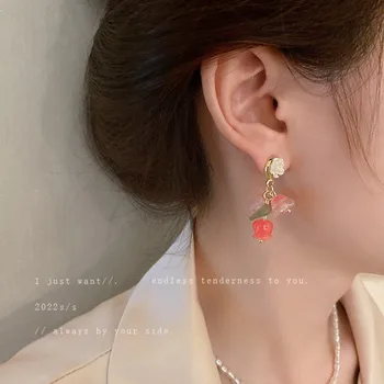 Серьги с кисточками в виде сладкого цветка Для темпераментной девушки Корейские серьги Модные украшения 2022 года Изображение 2