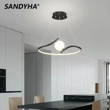 Современная минималистичная линейная люстра SANDYHA, светодиодный подвесной светильник, декор для гостиной, столовой, дизайн салона, подвесной светильник Изображение 2