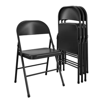 Стальной складной стул (4 шт.), черный стул, стулья для обеденного стола.Черный / бежевый По желанию.