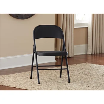 Стальной складной стул (4 шт.), черный стул, стулья для обеденного стола.Черный / бежевый По желанию. Изображение 2