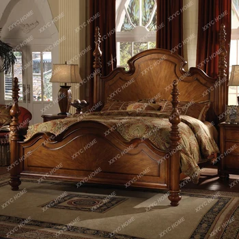 Так просто, Так красиво, Столбы для Супружеской кровати из массива дерева, кровать, Американская Римская колонна Изображение 2