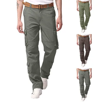 Тактические брюки-карго, мужские износостойкие брюки в стиле милитари с несколькими карманами, для тренировок на открытом воздухе, для пеших прогулок, Рыбалки, повседневные свободные мужские брюки Изображение 2