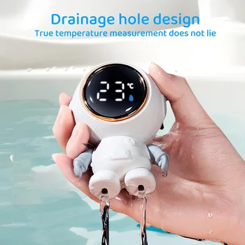 Термометр для детской ванны Плавающая игрушка IP65 Водонепроницаемый Термометр для воды астронавта с сенсорным светодиодным дисплеем для душа новорожденного В