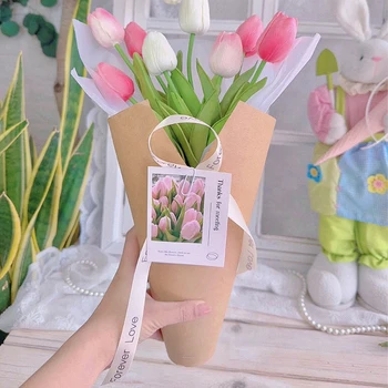 Трубочка для маленьких цветов, Лист в форме цветка, Крафт-бумага, Упаковочные материалы для цветов, Оберточная бумага для быстрой упаковки цветов