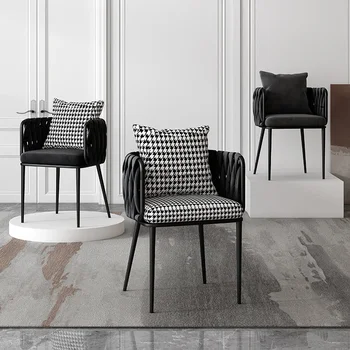 Удобные минималистичные Обеденные стулья, Современные черные Металлические ножки, кресло для переодевания, Дизайнерская кухня, мебель для дома Cadeira