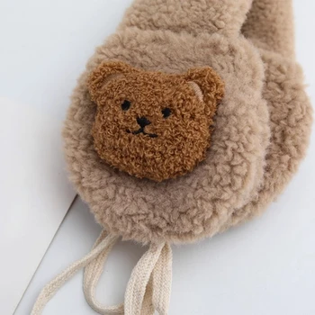 Ушные муфты с мультяшным медведем, детские плюшевые грелки для ушей, ветрозащитные ушные чехлы для малышей, необходимые для зимних мероприятий на свежем воздухе.