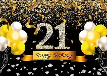 фоны для празднования годовщины 21-го дня рождения из черного золота с воздушными шарами, принадлежности для вечеринок, фоны для фотостудии