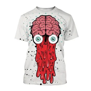 Футболка с 3D принтом Brain Art, мужские женские повседневные футболки с изображением человеческих органов, летняя футболка в стиле харадзюку с короткими рукавами, уличная одежда, топы Изображение 2