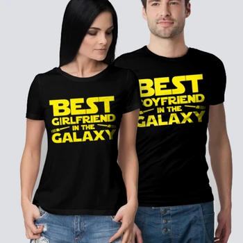 Футболка с лучшей девушкой в Галактике, футболки с изображением лучшего парня в Галактике, топы для пары на День Святого Валентина, футболки в подарок