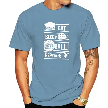 Футболки Funny Eat Sleep Basketball Repeat, хлопковая уличная одежда с графическим рисунком, Спортивная футболка Harajuku с круглым вырезом, мужская одежда