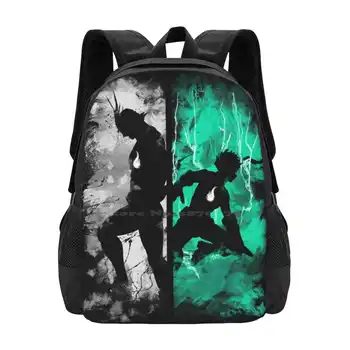 Школьная сумка One For All Большой емкости Рюкзак для ноутбука Midoriya One For All Все за одного Аниме Манга Белый Зеленый All Might Funny