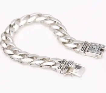 Ювелирные изделия из чистого Серебра 925 пробы, Глянцевая Плоская Цепочка, Модный браслет S925