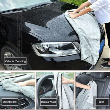 1 ~ 8ШТ Полотенце для мытья автомобиля из микрофибры 100x40 см, полотенца для чистки автомобиля без ворса, Ультрамягкая сушильная ткань для мытья инструментов для детализации автомобиля Изображение 2