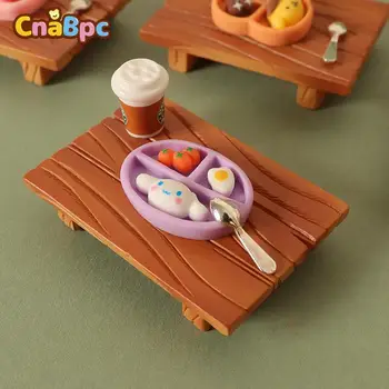 1 комплект еды в кукольном домике в западном стиле с ложкой и столом, кукольный домик, миниатюрный декор для столовой, игрушки для ролевых игр для детей