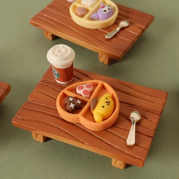 1 комплект еды в кукольном домике в западном стиле с ложкой и столом, кукольный домик, миниатюрный декор для столовой, игрушки для ролевых игр для детей Изображение 2