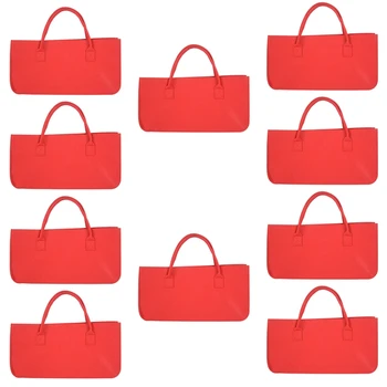 10-кратный войлочный кошелек, войлочная сумка для хранения, повседневная хозяйственная сумка большой емкости - красный