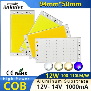 12 Вт 1000 мА постоянного тока 12 В 14 В светодиодная лицевая панель COB бусины высокой мощности Алюминиевый прямоугольный осветительный чип для внутреннего наружного прожектора